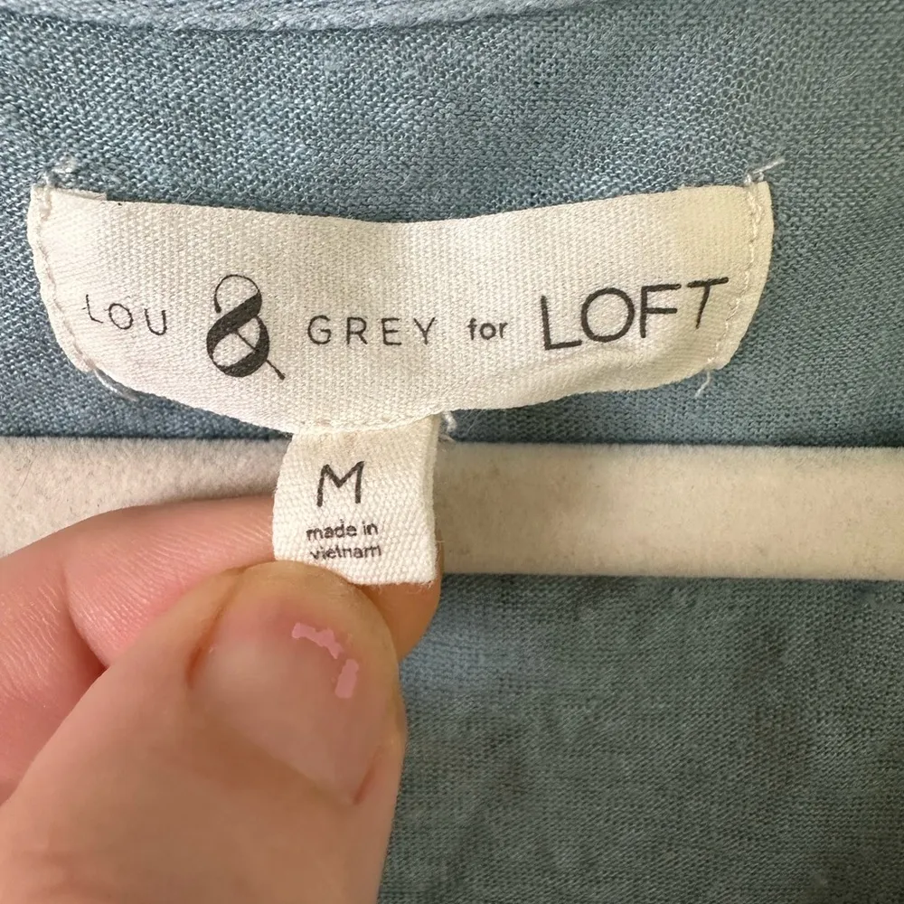 Lou Grey Shirt Womens M Linen Tank Top Asymmetrical Light Blue Scoop Neck - Image 3