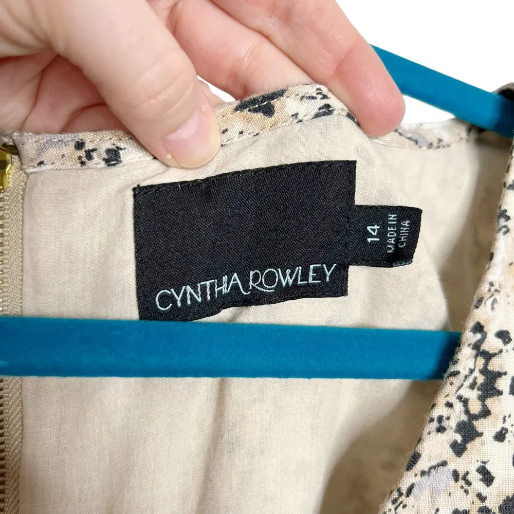 Cynthia Rowley 100% Linen Geometric Ikat Sleeveless Sheath Dress - Image 7