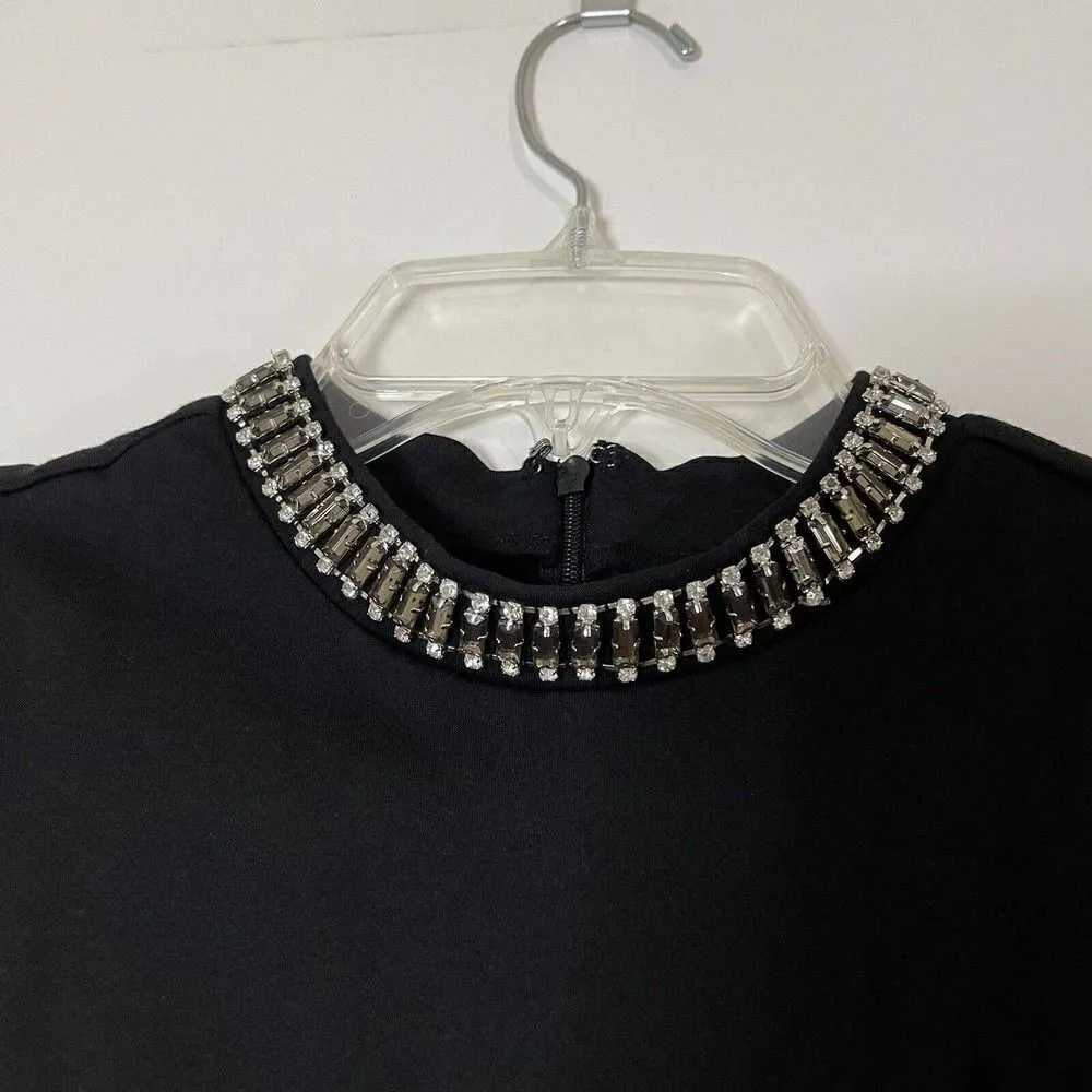 Adrienne Vittadini black sleeveless jeweled collar cocktail mini dress size US 2 - Image 3