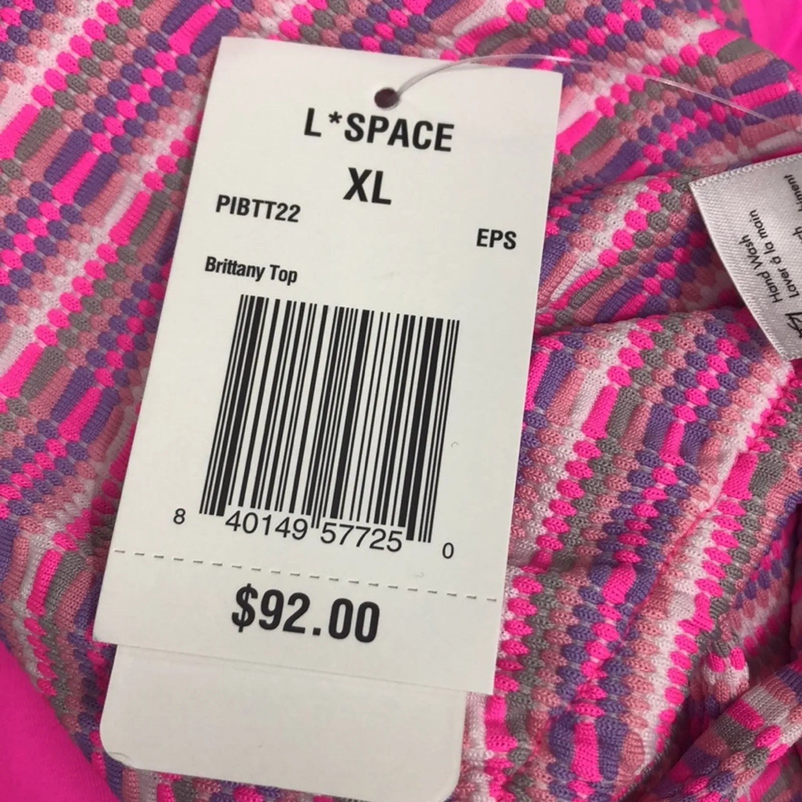 L*Space Bikini Swimsuit Brittany Top Lennox Bottom Electric Pink Stripe XL NWT - Image 10