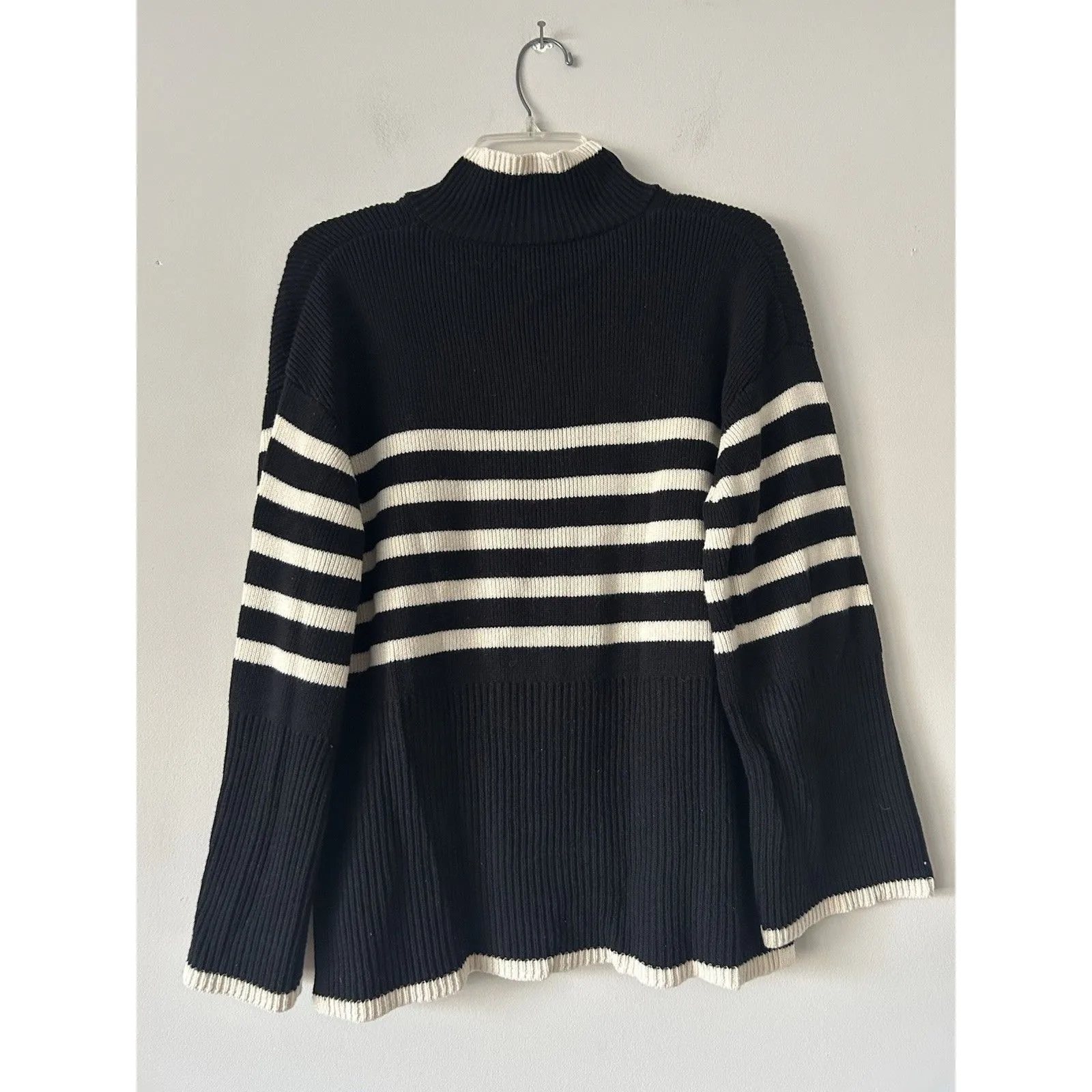 Rails Tessa Sweater Wool & Cotton Striped Onyx Ivory Stripe Preppy Size Small - Image 3