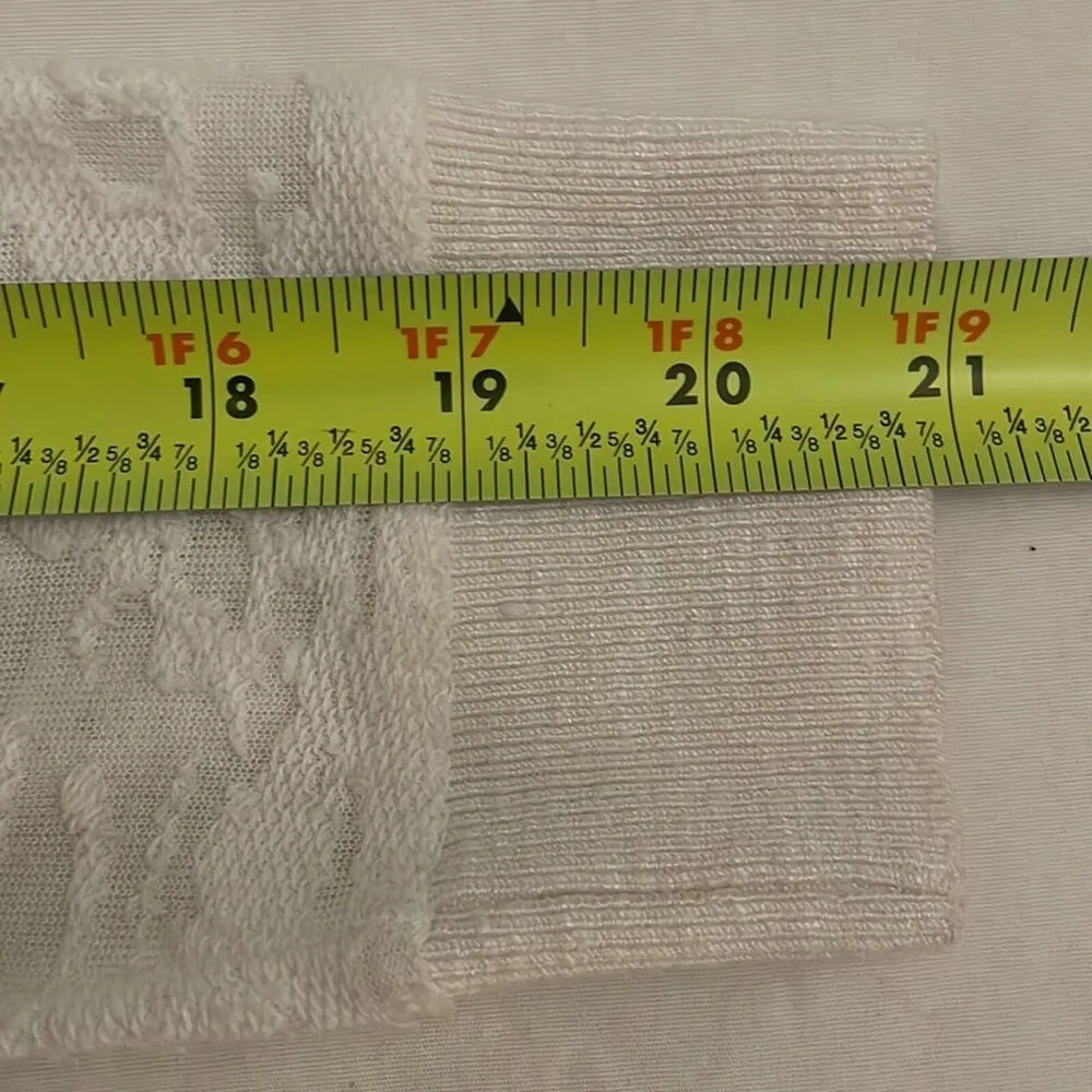 Club Monaco White Burnout Shirt Top Womens Medium Long Sleeves Knit - Image 5