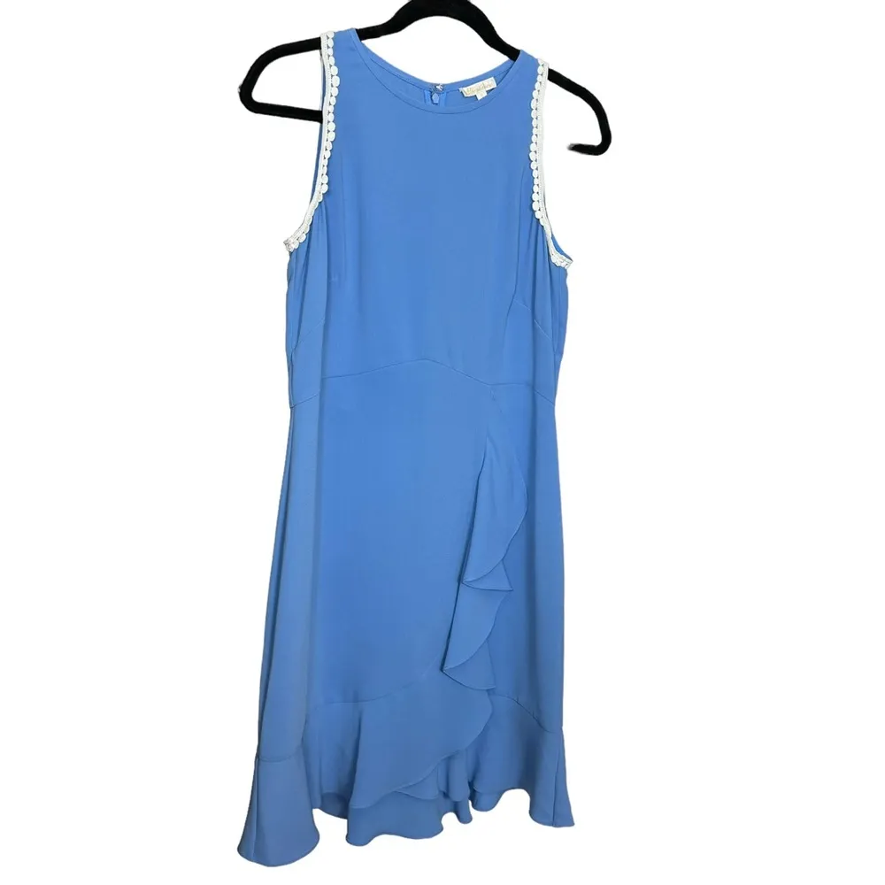 Shoshanna Groove Ruffled Mini Dress Blue EUC - Image 7
