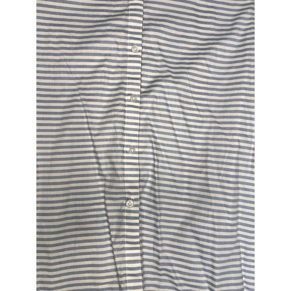 Garnet Hill Women’s Striped Button 100% Cotton Blouse Size 14 Beach Vacation - Image 2