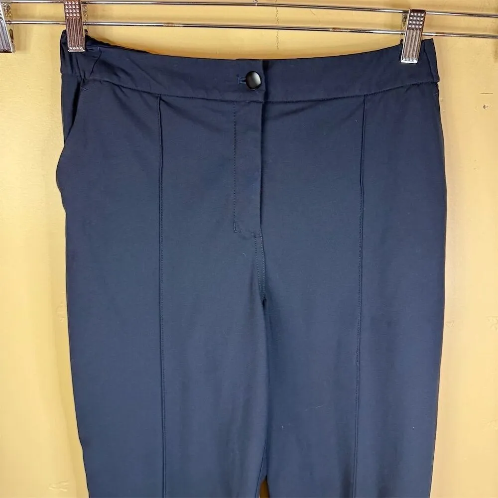Lululemon Button Women's Dress‎ Pants 31 Navy Blue Elastic Waist 7/8 Office Golf - Image 2