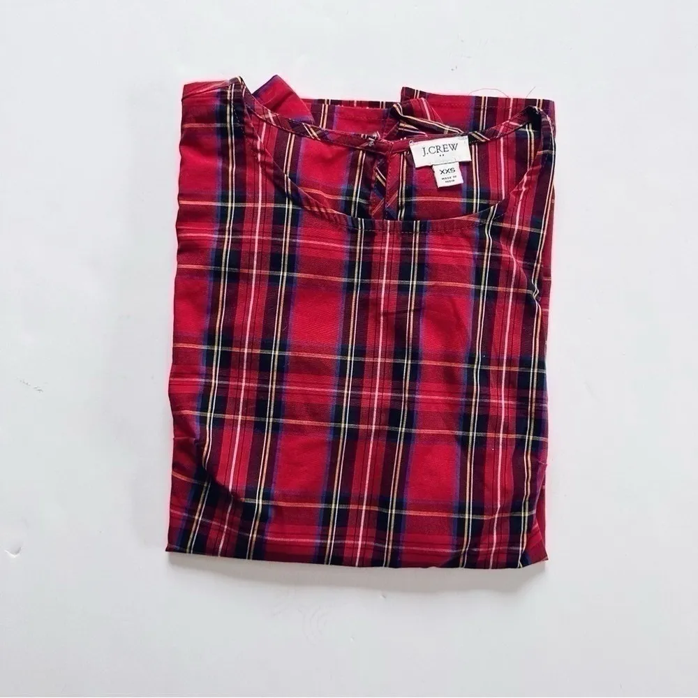 NEW J.Crew Factory Tartan Ruffle Cotton Poplin Shirt Top XXS - Image 4