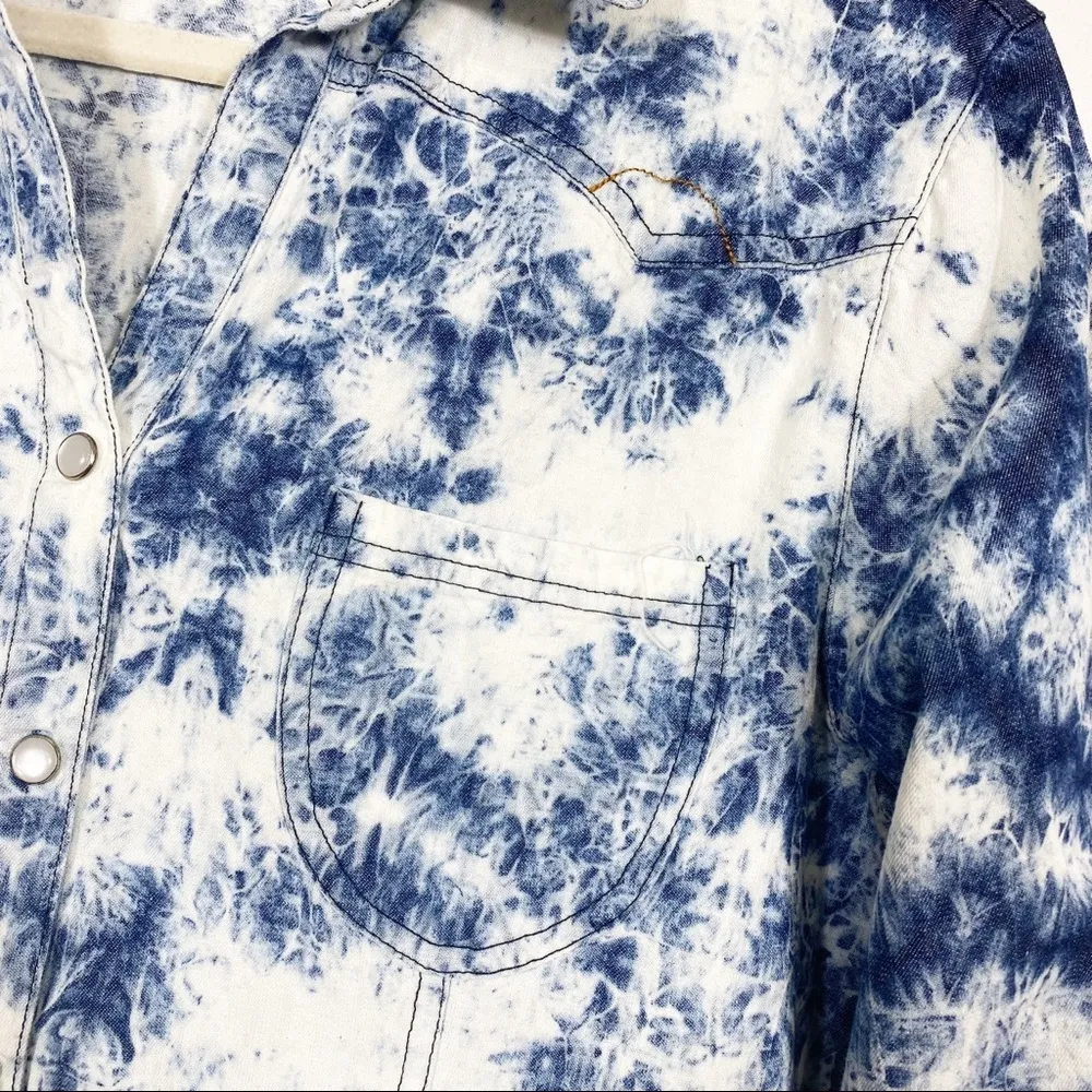 Carmar Bleached Chambray Pearl Snap Western Rodeo Top Size M - Image 4