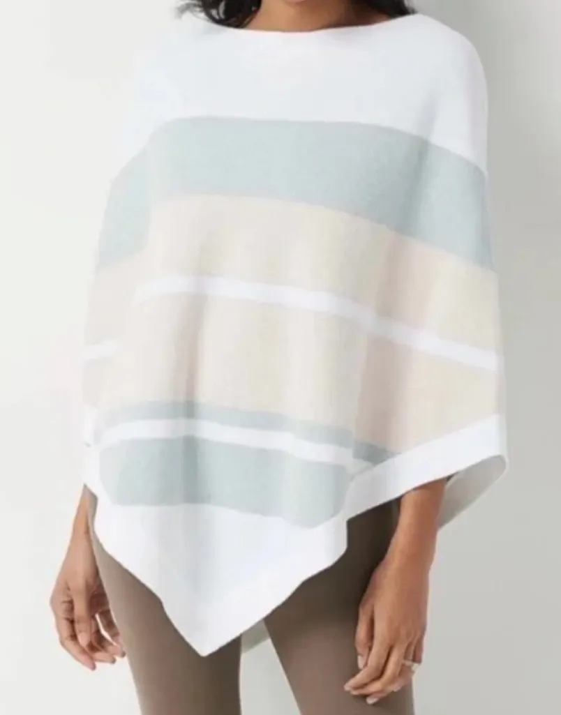 Barefoot Dreams CozyChic Ultra Lite Ocean Breeze Poncho Pink Multi Stripe - Image 1