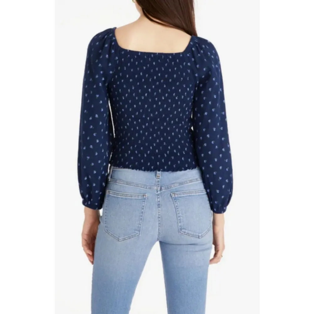 💕MADEWELL💕 Lucille Balloon Sleeve Smocked Top ~ Classic Indigo XL NWT - Image 4