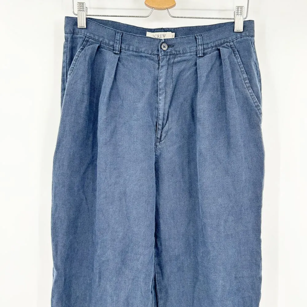 J. Crew Womens Casual Work Beach Straight Leg 100% Linen Chambray Pants Size 32L - Image 2