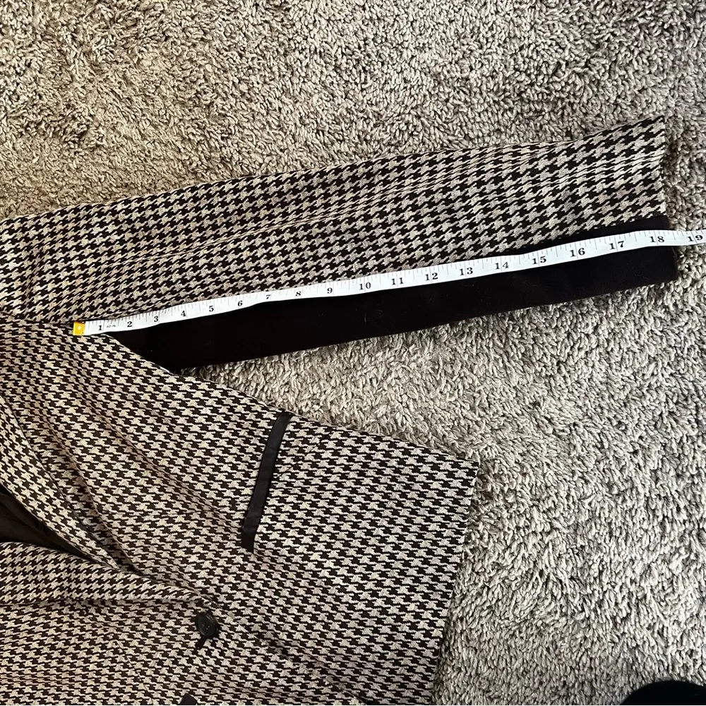 Anne Klein brown and tan houndstooth suit jacket coat size 6 - Image 8