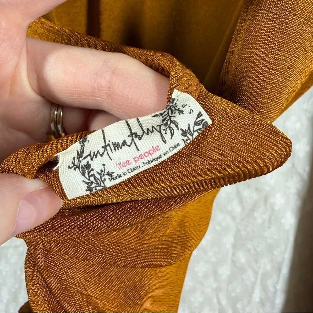 Free People Intimately Orange Gold Turtleneck Bring It Back Bodysuit - Image 4