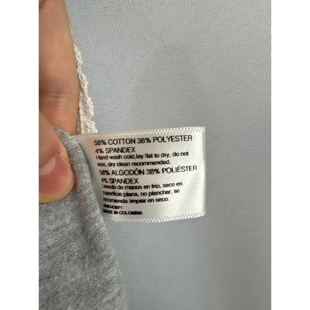 Women’s Frankie’s Bikinis Medium Light Grey Short Sleeve Crop Top w/ White Lace - Image 5