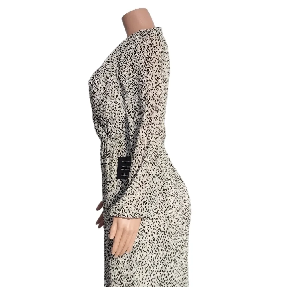 PERFECT Spot Cream Print Pleated Wide-Leg Jumpsuit Size: S - Image 11