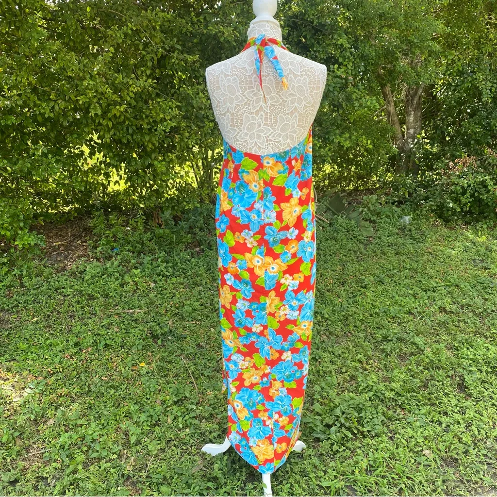 Vintage 1970s Hilo‎ Hatties Full Length Red Hibiscus Print Sarong Multi Use OS Size undefined - Image 4