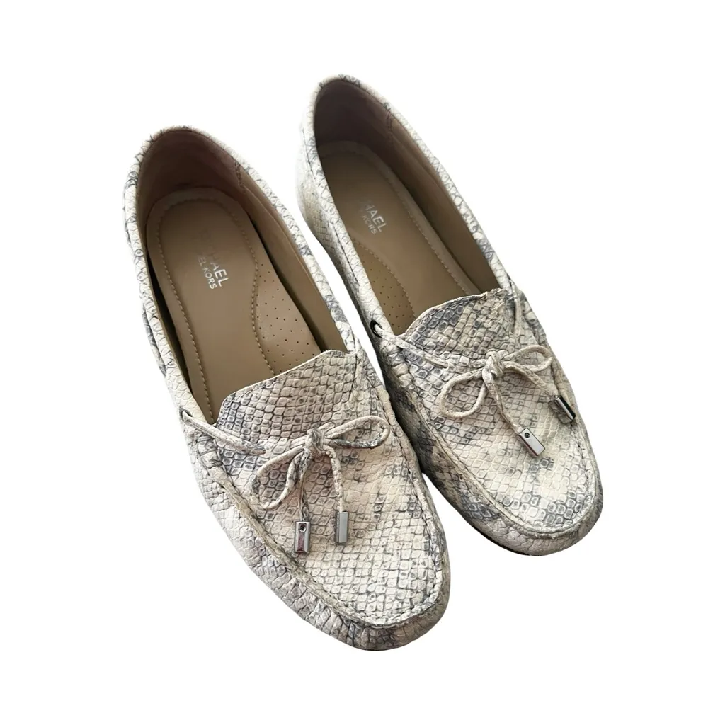 MICHAEL KORS Women's Sutton Moc Loafers Shoes Python Leather Natural Size 8.5 - Image 7