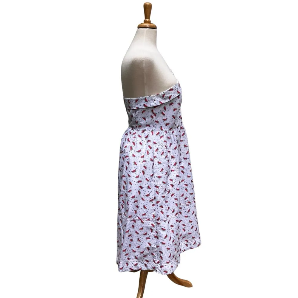 HD in Paris Anthropologie Watermelon Midi Dress Sz 8 White One Shoulder Fruit - Image 6