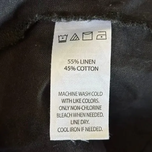 Saks Fifth‎ Avenue Linen Blend Midi Dress Sz XL Black Sundress Quiet Luxury - Image 6