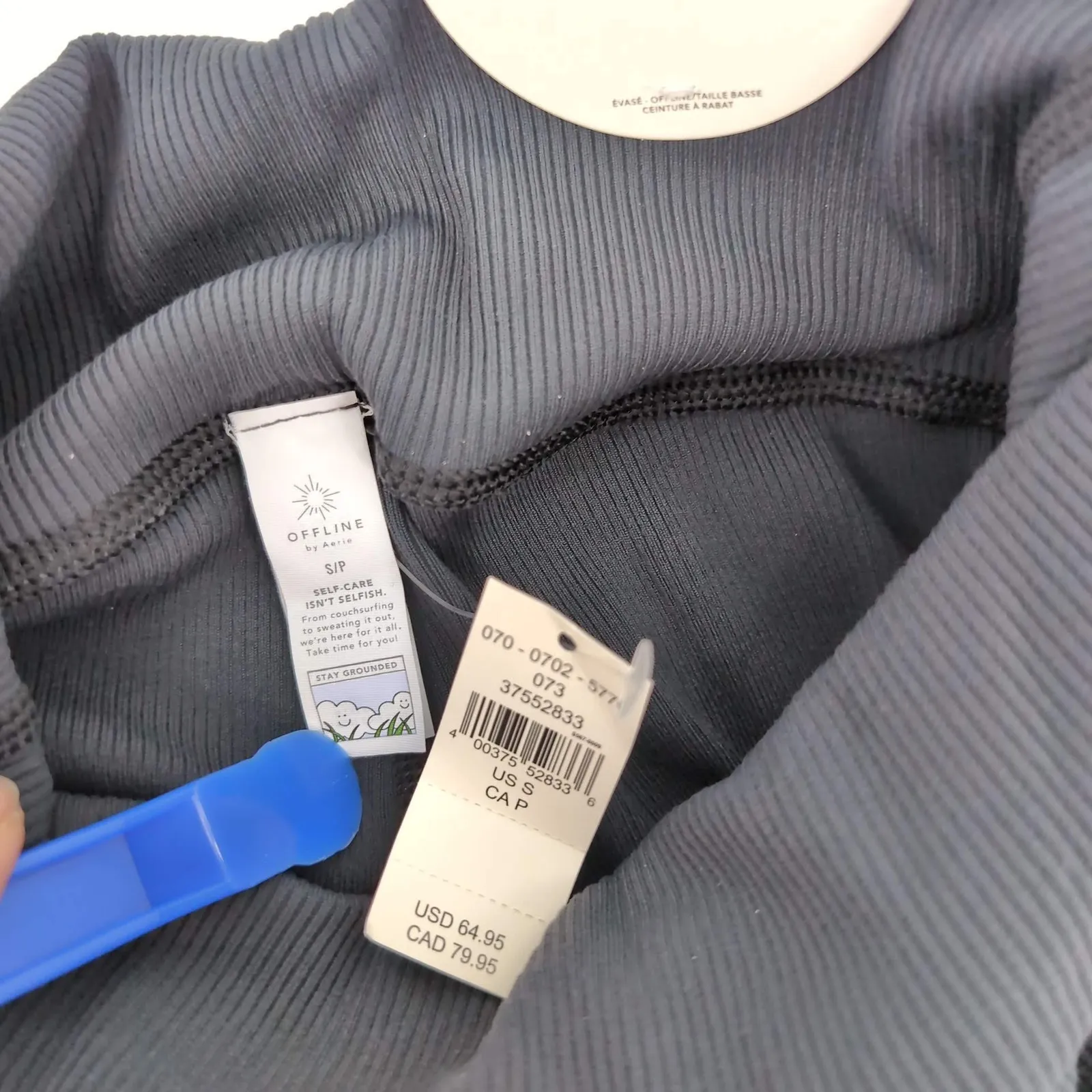 OFFLINE By Aerie Black Ribbed Pocket Foldover Flare Leggings - Image 6