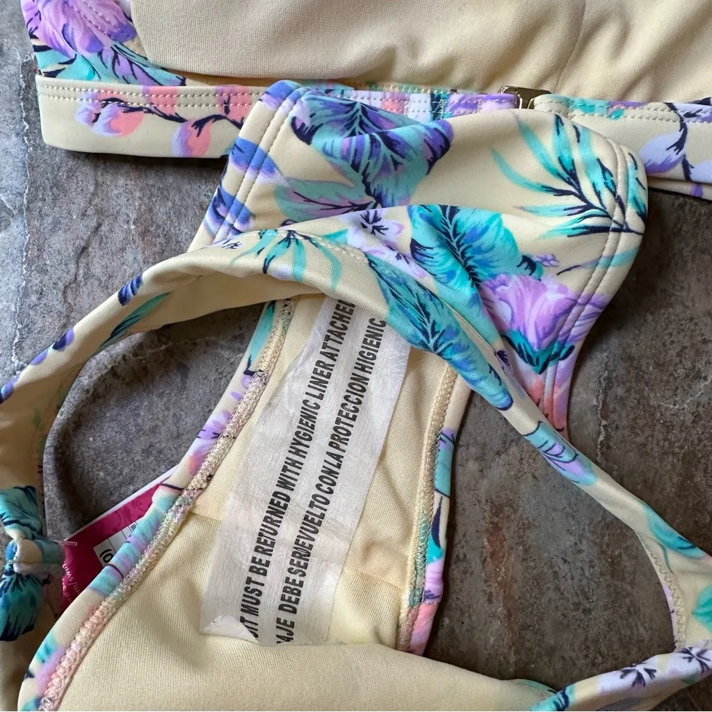 Xhilaration Yellow Floral Print Bikini Set NWT Size XS/S - Image 6