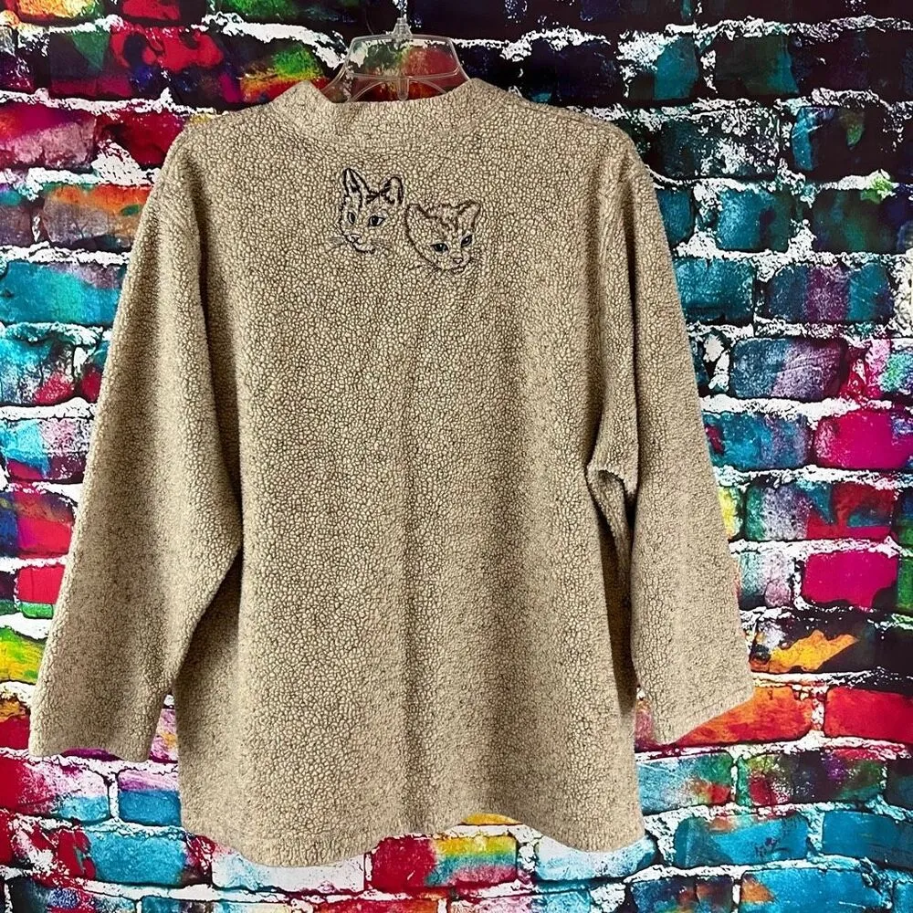 Bonworth Vintage Embroidered Cat Heads Sweatshirt Large - Image 5
