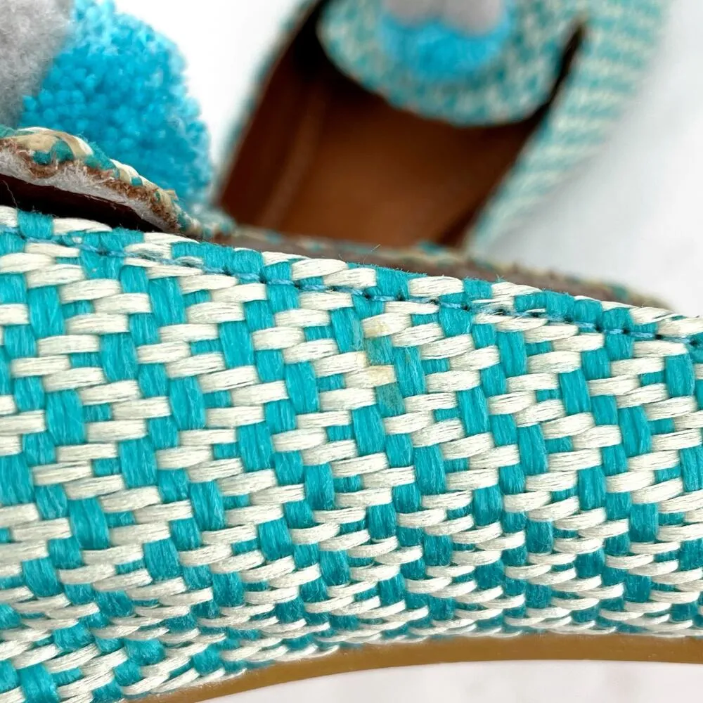 Silvia Cobos Blue Tassel Woven Mules Bright Summer Shoes Pointed Toe Low Heel 39 Size 8 - Image 13