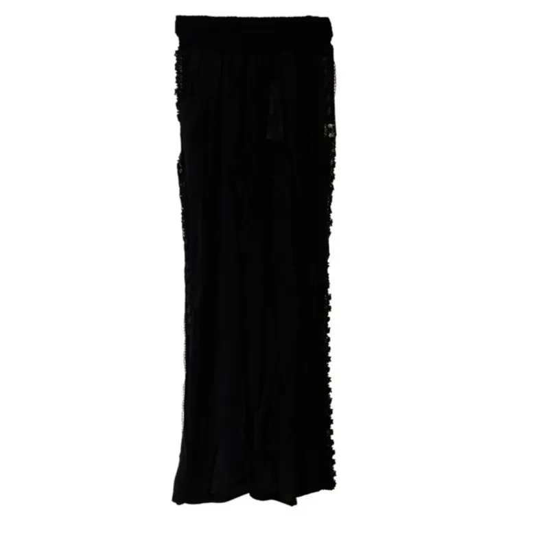 Elan Black Crochet Design Loose Fit Pants Small - Image 2