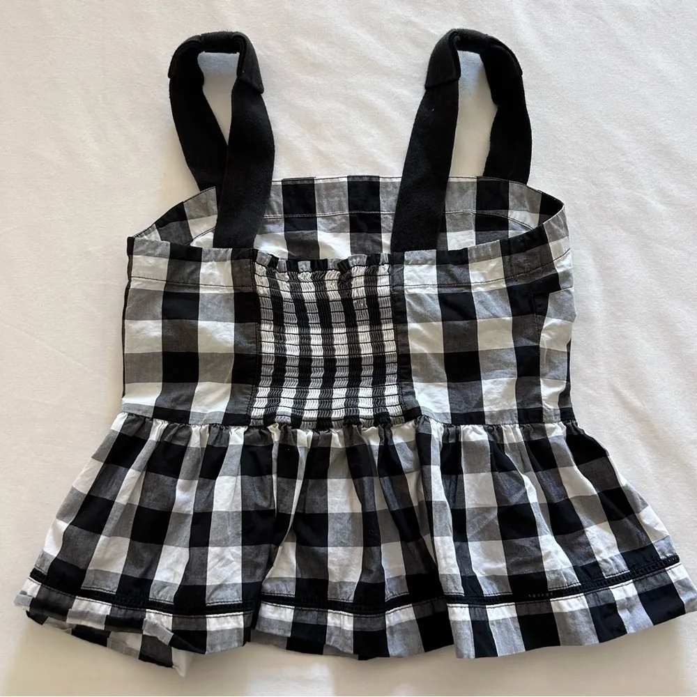 Broome Street by Kate Spade - Black White Gray Gingham Peplum Top - Size 2 - Image 5