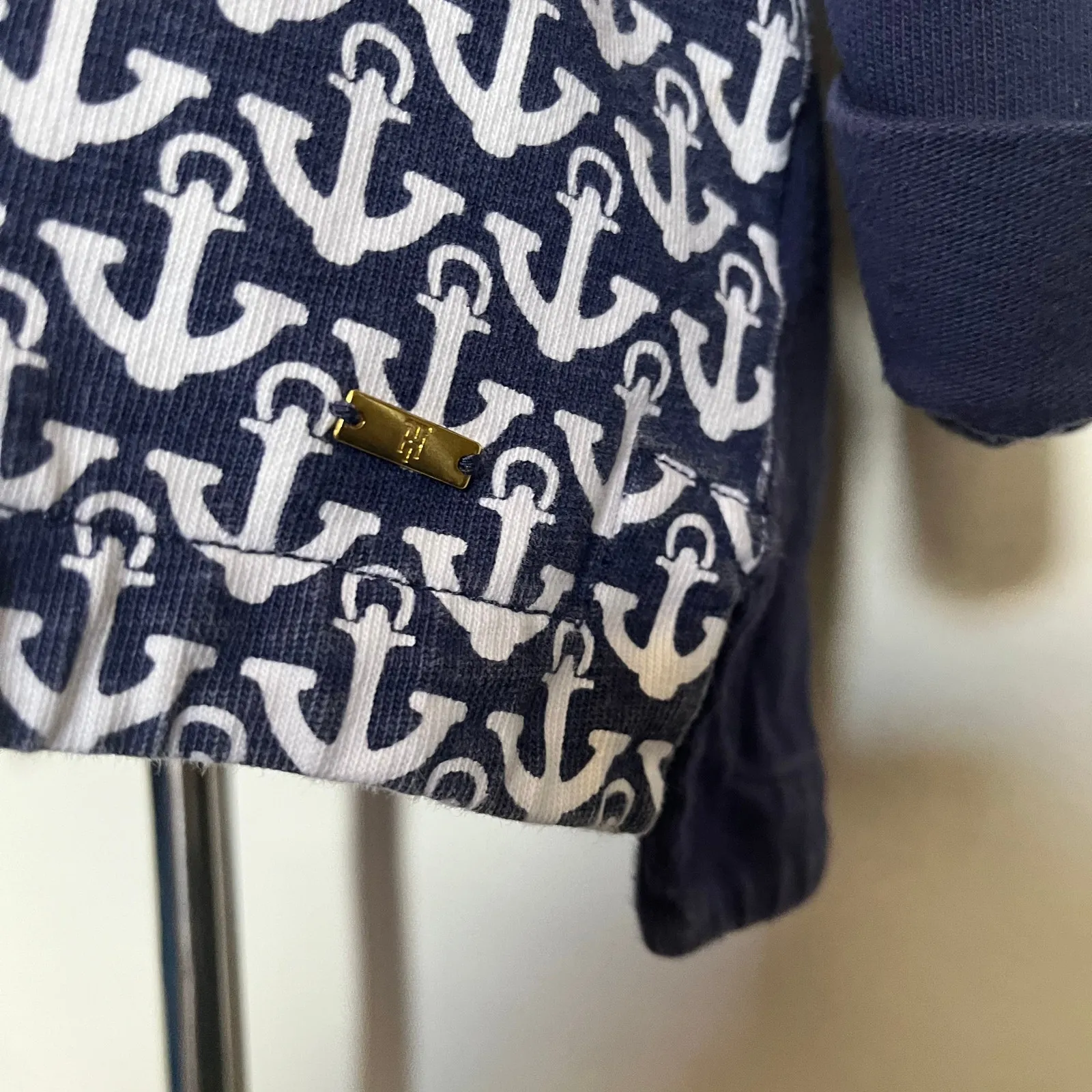 Tommy Hilfiger Anchor Womens Top Sz M Nautical Sailor Preppy Hi-low Coastal Core - Image 7