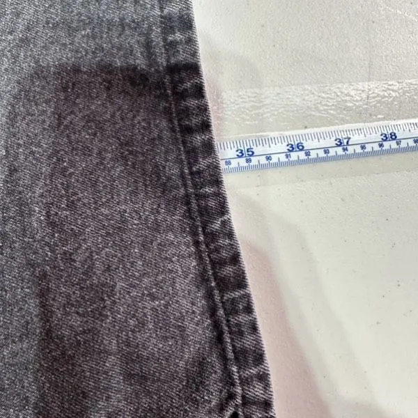 Lulus Corra Denim Mini Dress S Washed Black Button Front Jean Jumper Square Neck - Image 13