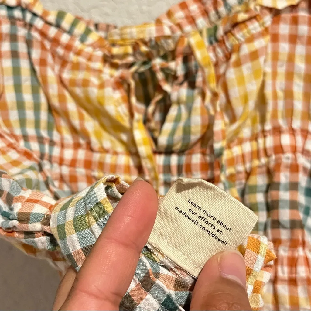 Madewell Gingham Fall Boho Top Size Small - Image 3