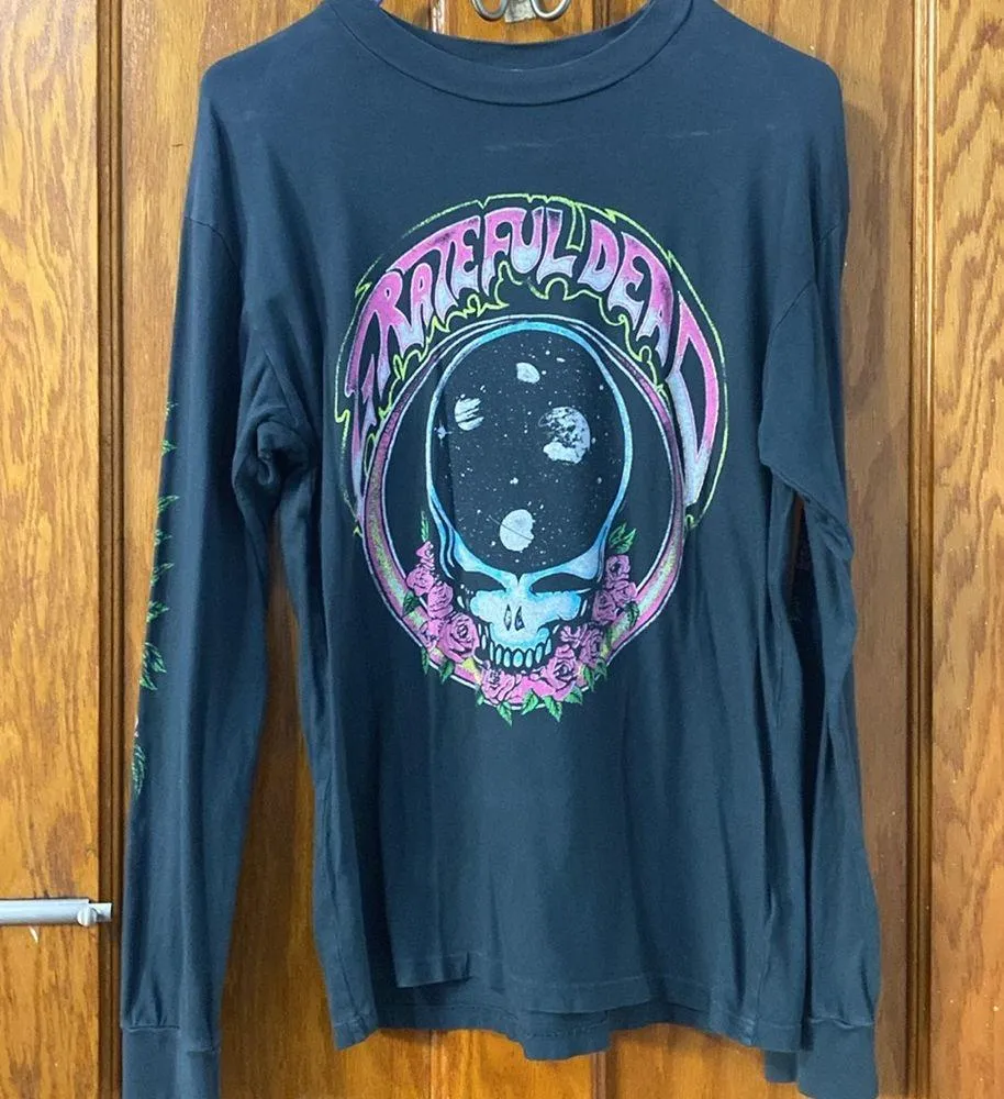DAYDREAMER Space Face GRATEFUL DEAD Vintage Black Long Sleeve Top Size XS - Image 4