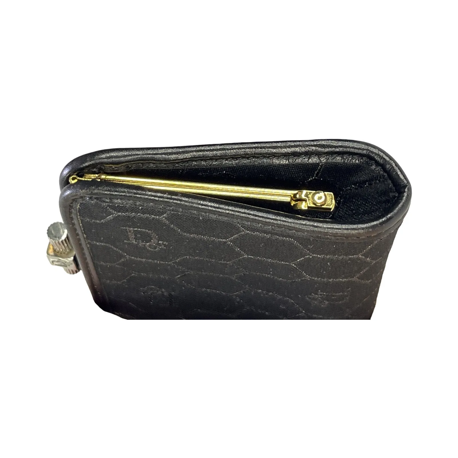 Vintage Christian Dior Honeycomb Monogram Coin Purse Black Silver Dior Wallet - Image 4