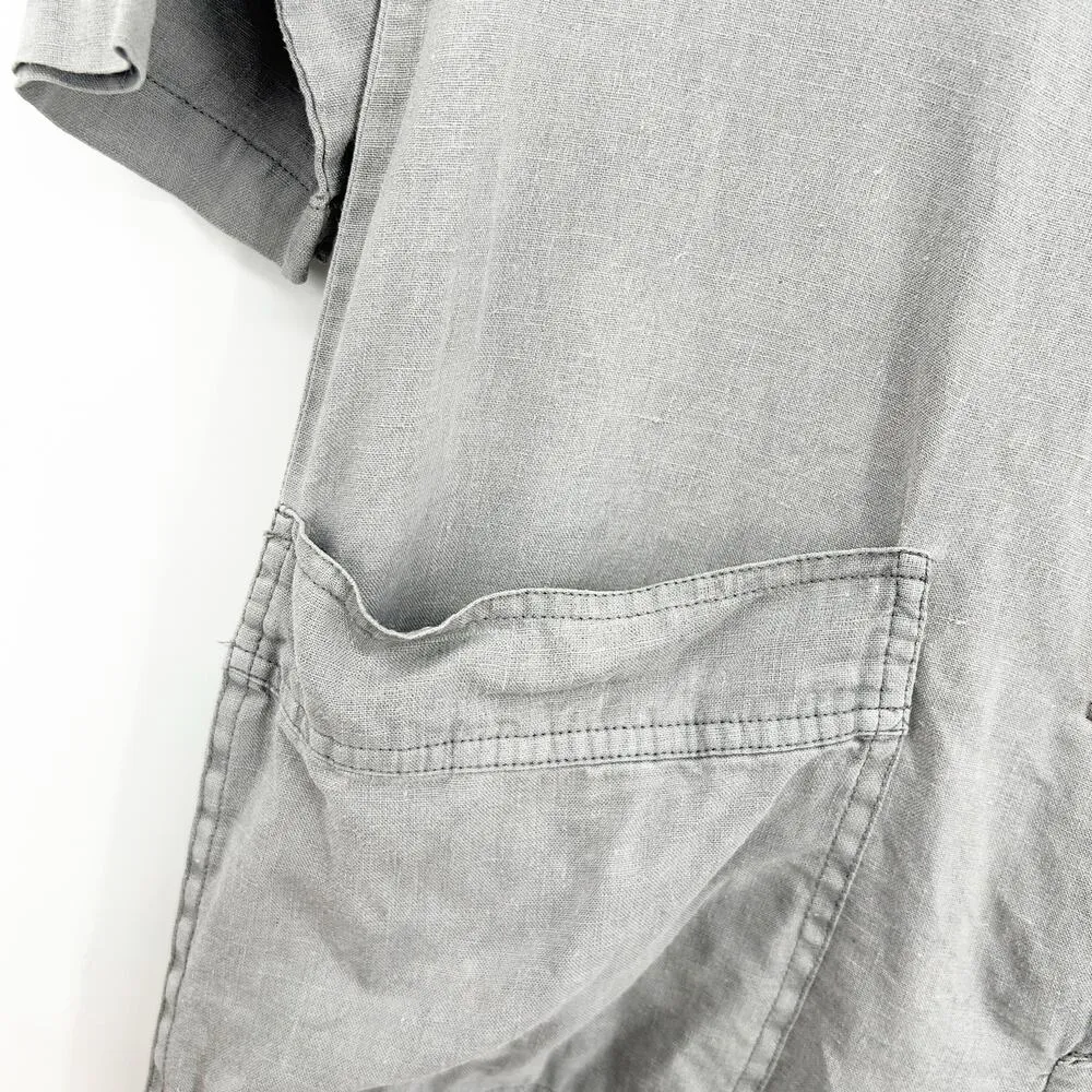 Zara Womens Boho Beachy Lillian 3/4 Sleeve Straight Leg 100% Jumpsuit Small Gray - Image 8