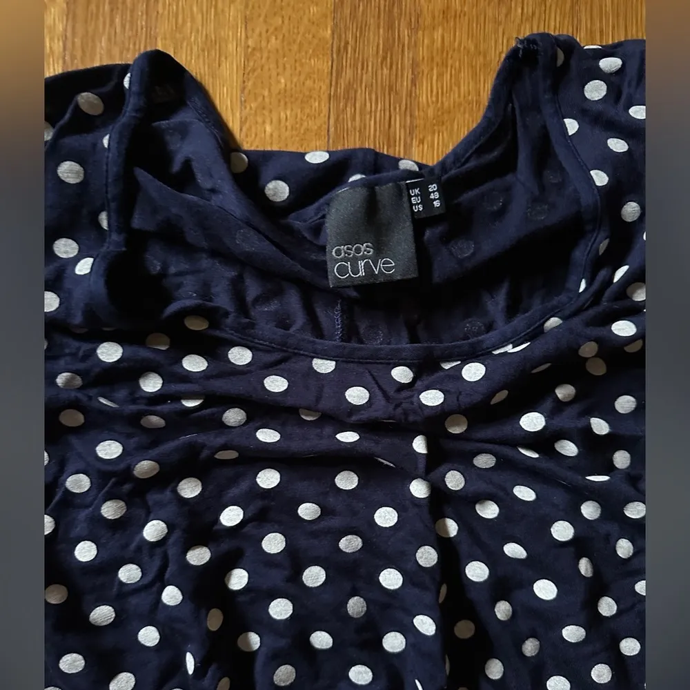 ASOS navy and white polka dot skater dress size 16 - Image 4