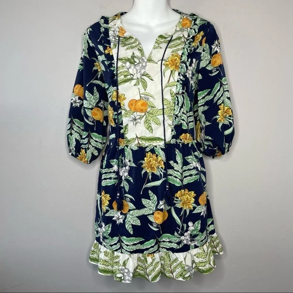 LOST + WANDER Mini Dress Womens Size Small Lemon Plants Bloomcore Boho Whimsical - Image 2