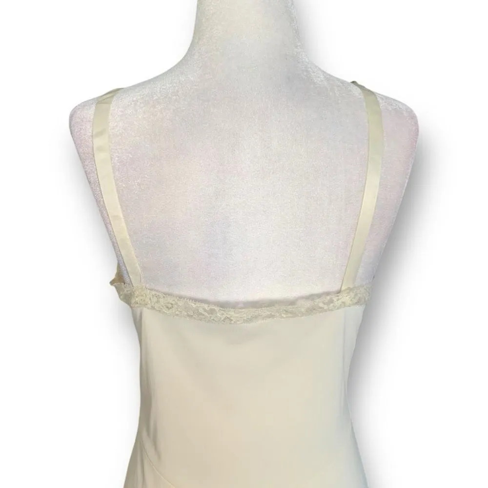 Vintage Loraine Full Slip Dress Satin Cream Lace Trimmed Chemise Lingerie - Image 6