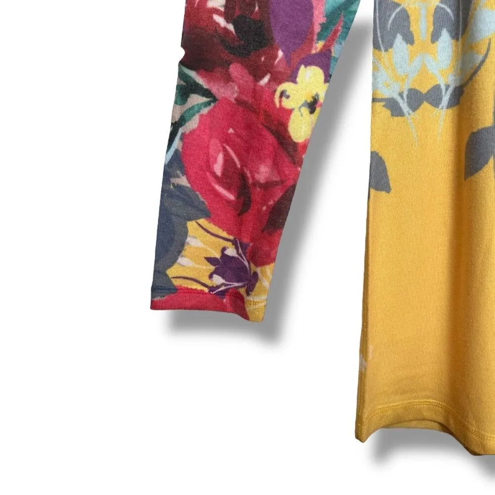 Soft Surroundings Delphina Floral Yellow Floral Knit Tunic Sweater Small - Image 4