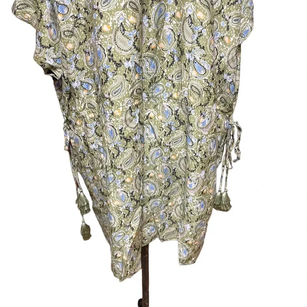 Roller Rabbit Turin Ellyott Dress Olive Green Blue Paisley Size Large - Image 9