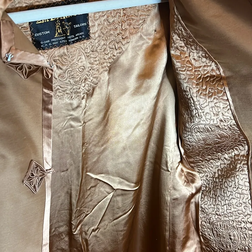 Vintage Hong Kong Intricate Custom Maxi Jacket Embroider Tailor Em Danny’s Asia Gold Size M - Image 6
