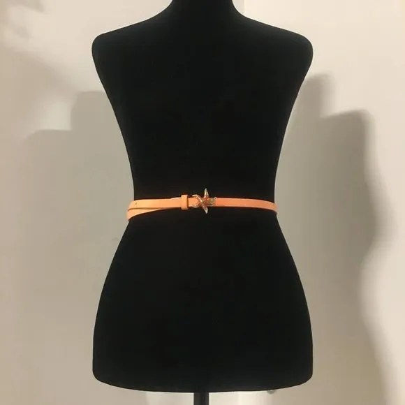 ANN TAYLOR Peach Coral Patent Leather Pave Starfish Skinny Belt Women's MEDIUM - Image 2