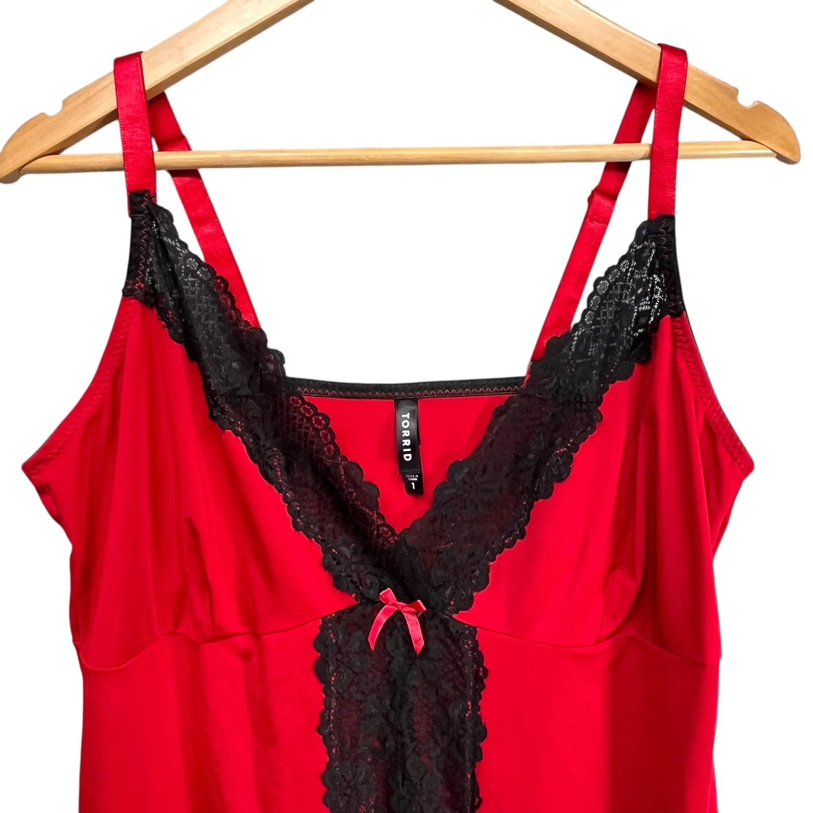 TORRID Red Black Lace Trim Camisole Babydoll Lingerie Top‎ Size 1 - Image 3