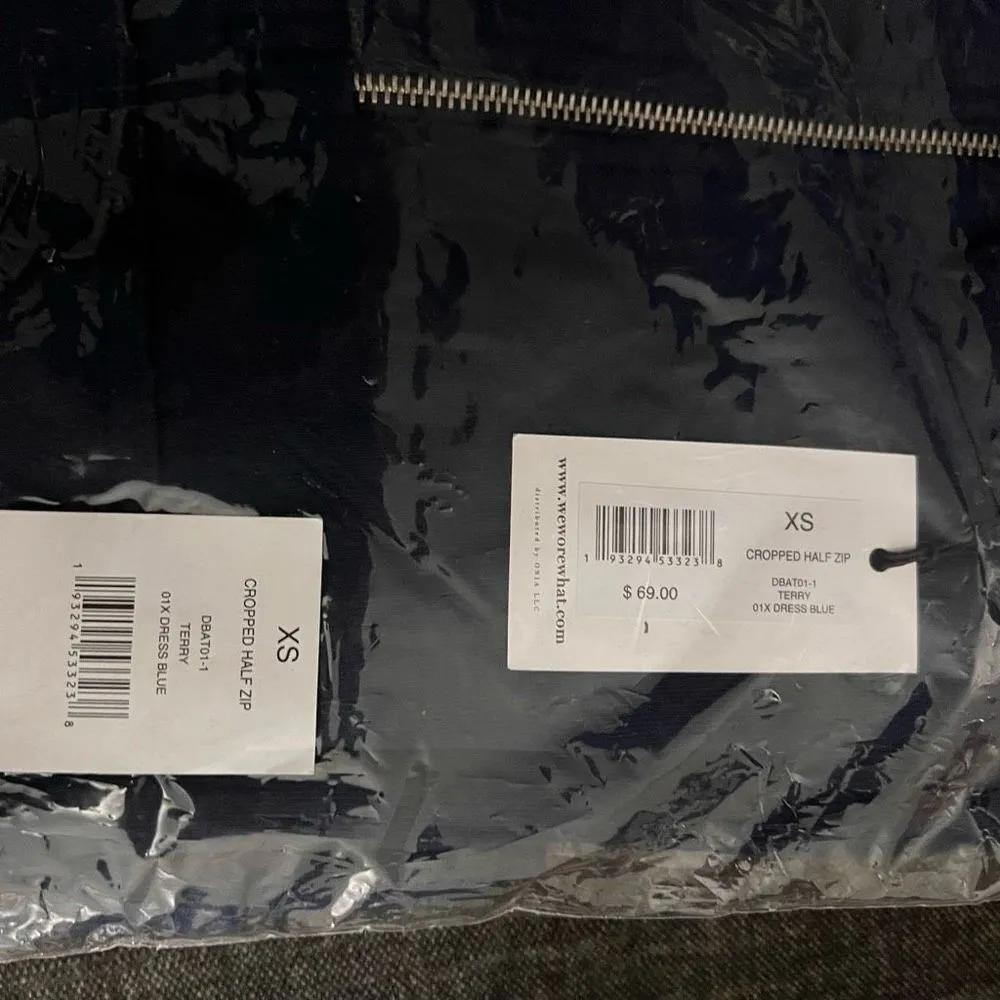 WeWoreWhat Terry Cropped Half Zip in Dress Blue - Image 14