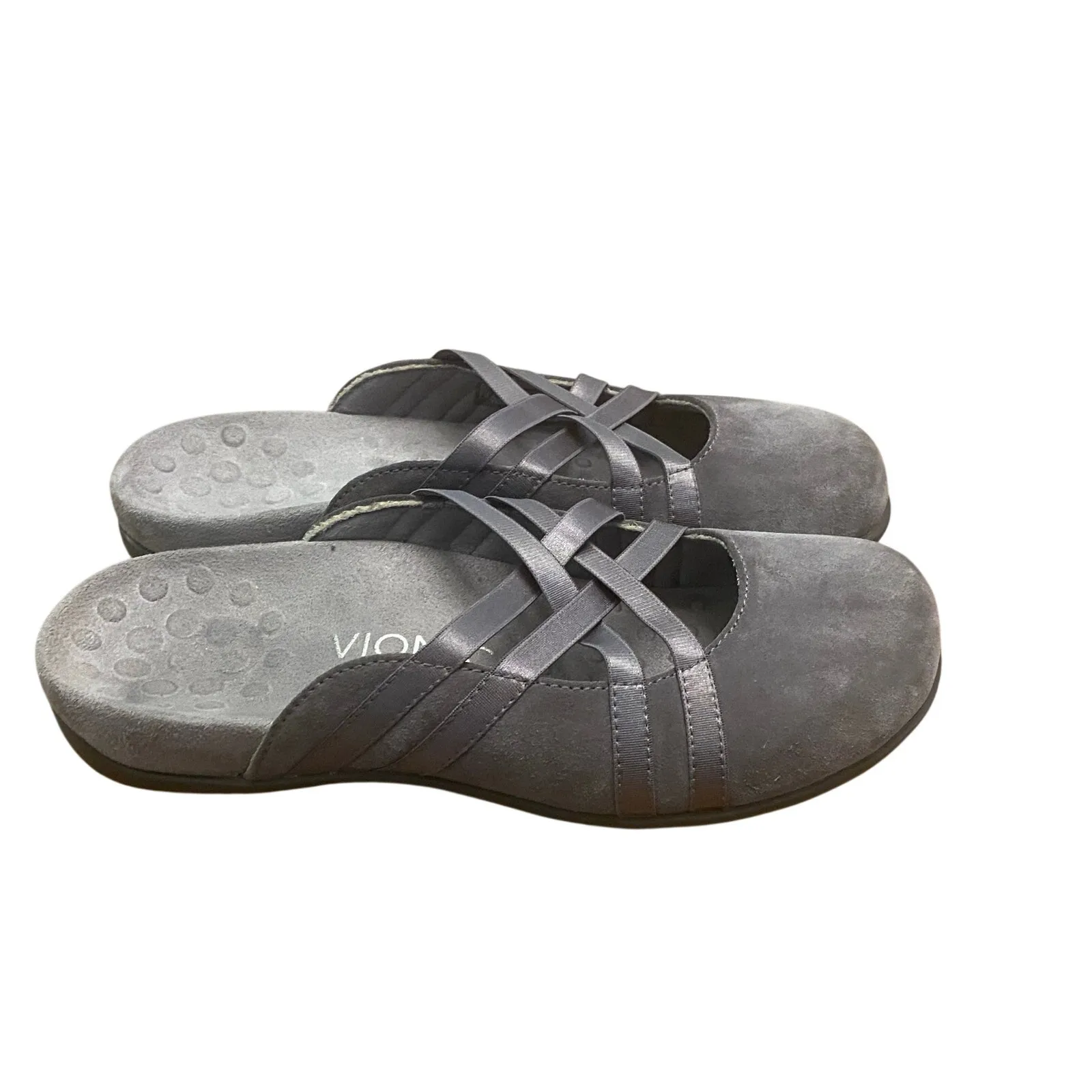 Vionic Claire Gray Suede Slide Sandals Orthotic Comfort Women’s 6 Travel Walking - Image 3