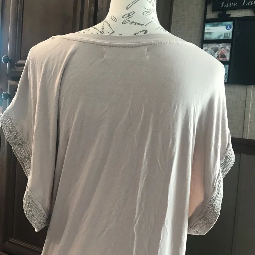 CMA Beige Blouse Silver Trim Small Tan - Image 5