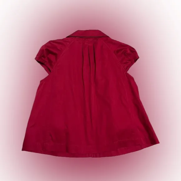 Love Moschino Berry Red Vest Blouse with Gold Accents Pleating Details Sz 10 - Image 3