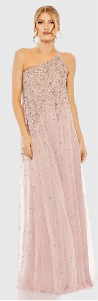 Mac Duggal 9224 Womens Pink One Shoulder Embellished Trapeze  Gown 16 18 20 - Image 2