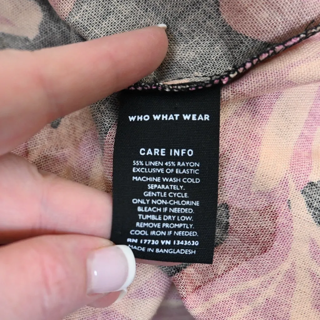 Who What Wear Women's XS Tropical Puff Sleeve Linen Dress - Image 11