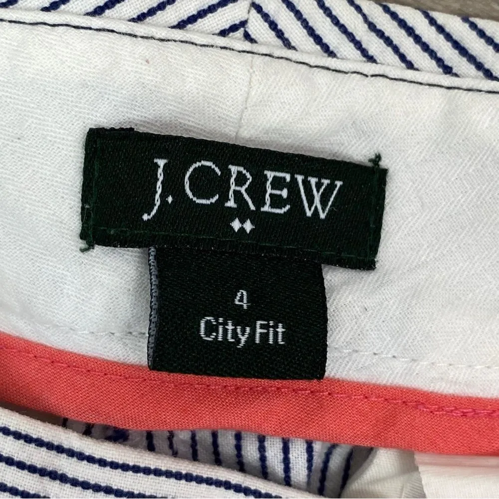 J. Crew Factory City Fit Pinstripe Bermuda‎ Shorts Blue White 4 White - Image 5