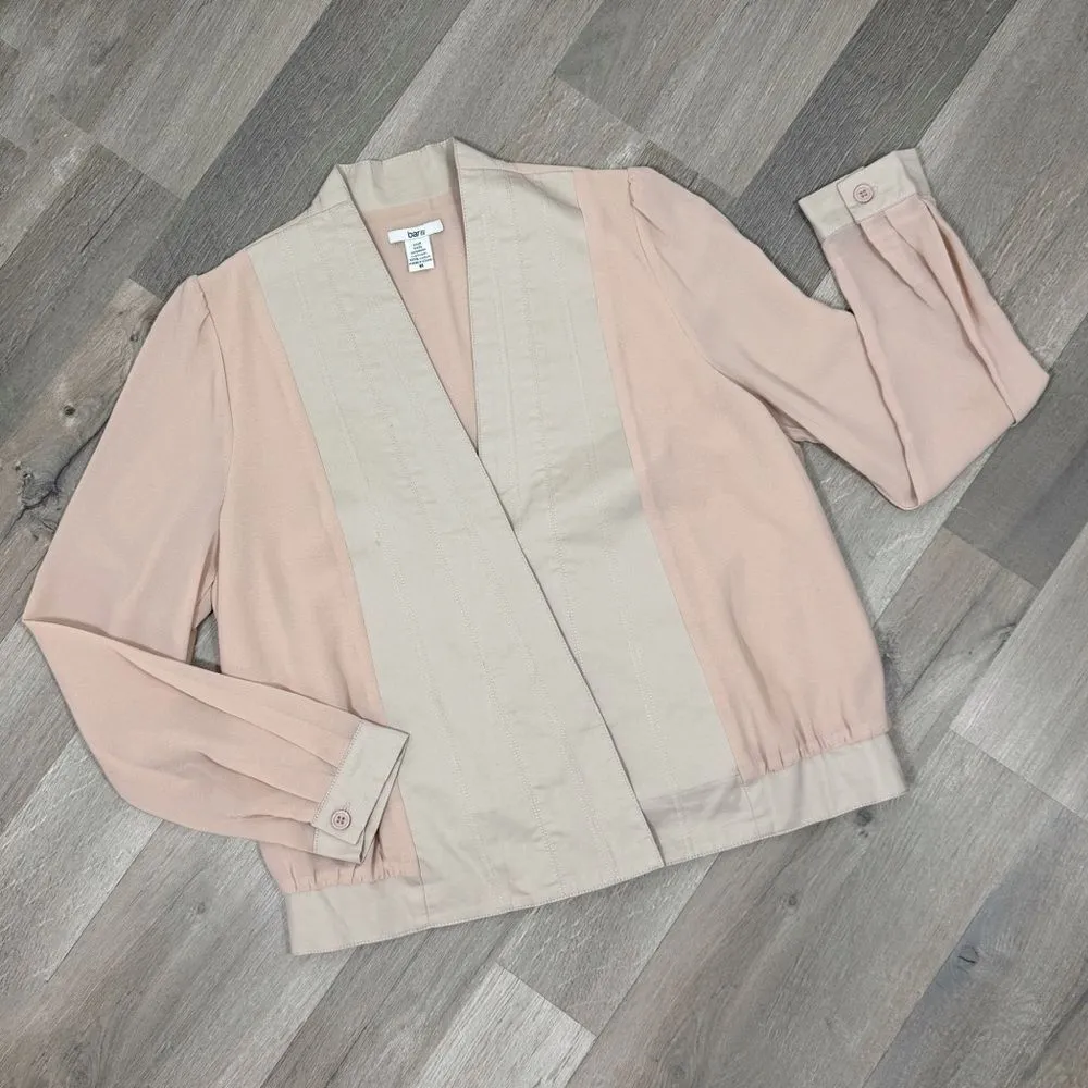 Bar III Chiffon Twill Mixed Media Half Zip Jacket Blush Pink Tan Medium - Image 12